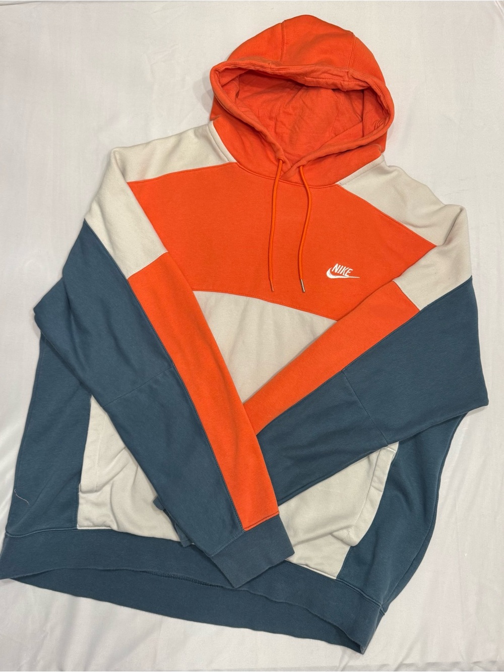 Nike Men’s Crewneck Hoodie - Orange, Cream & Blue